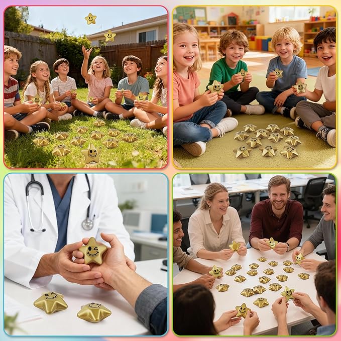 100PCS Stress Balls, Star Stress Balls for Adults & Kids, Mini Foam Ball Stress Relief Toys, Fidget Anxiety & Anger Relief at Work/School/Home, Student Prizes, Perfect Party Favors
