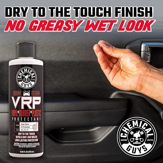 Chemical Guys VRP Protectant & WonderWave Applicators Kit - 16 oz Vinyl, Rubber, and Plastic Dressing with Foam Applicators - Restores Your Car's Interior & Exterior Surfaces