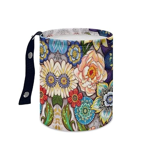 Cute Car Trash Bag, Hanging Car Organizer and Storage Bag, Trash Bin for Car Accessories, Vehicle, Travelling, Camping - Boho Blossom