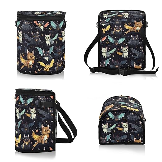 MNSRUU Car Trash Can with Lid, Gothic Skull Cat Bat Car Trash Bag Hanging Organizers and Storage for Front Back Seat, Leak-Proof Trash Bin