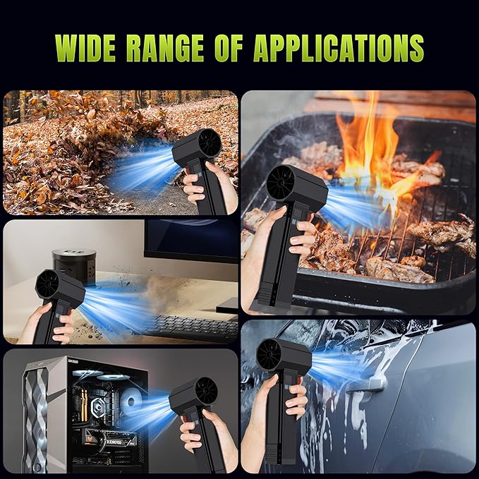 Oversize Turbo Dryer Blower for Car, 220MPH/420CFM Portable Cordless Leaf Blower, Maximum Power 750W & 3.5 LB Thrust for Patio Cleaning, Lawn Careand Car Drying (Pencil Black)