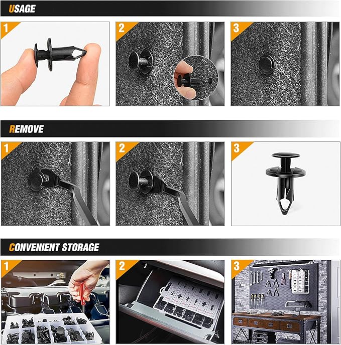 GOOACC 240PCS Bumper Retainer Clips Car Plastic Rivets Fasteners Push Retainer Kit 12 Popular Sizes Auto Push Pin Rivets Set -Door Trim Panel Fender Clips for GM Ford Toyota Honda Chrysler
