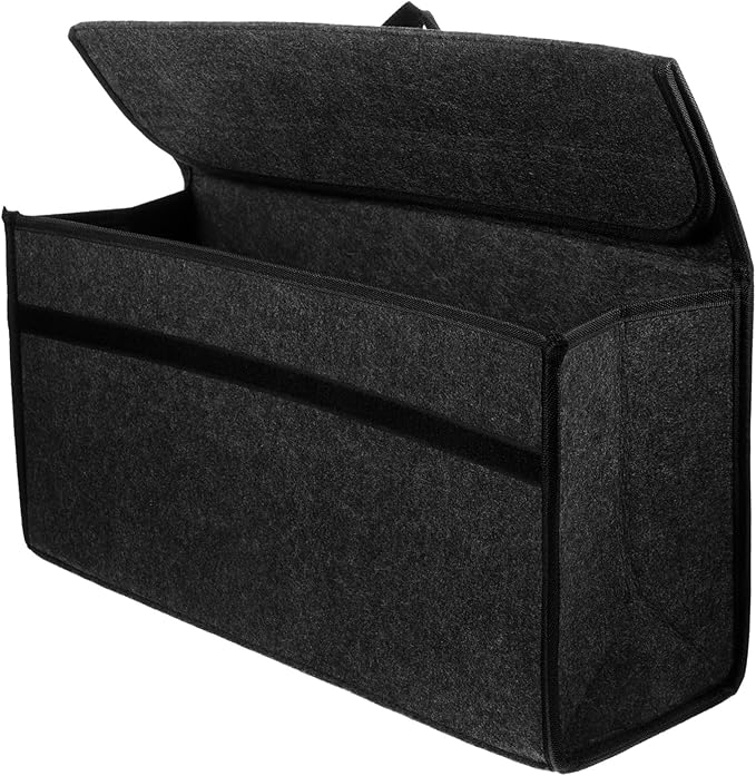 Felt Trunk Storage Bag Foldable Organizer for Car Van Portable Driving Pouch Grey for Groceries Emergency Gear Space Saving Design