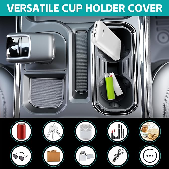 Cup Holder Organizer Compatible with 2023-2025 2026 Chevy Silverado/GMC Sierra 1500 & 2022 Refreshed 1500 Accessories, Insert Console Drink Holder Protector (Full Console w/Bucket Seats ONLY)