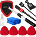 10pcs Windshield Cleaning Tool Inside Car Window Cleaner Wash Kit with 4 Reusable Microfiber Pads 1 Spray Bottle and Extendable Handle Interior Auto Glass Wiper Kit, Red