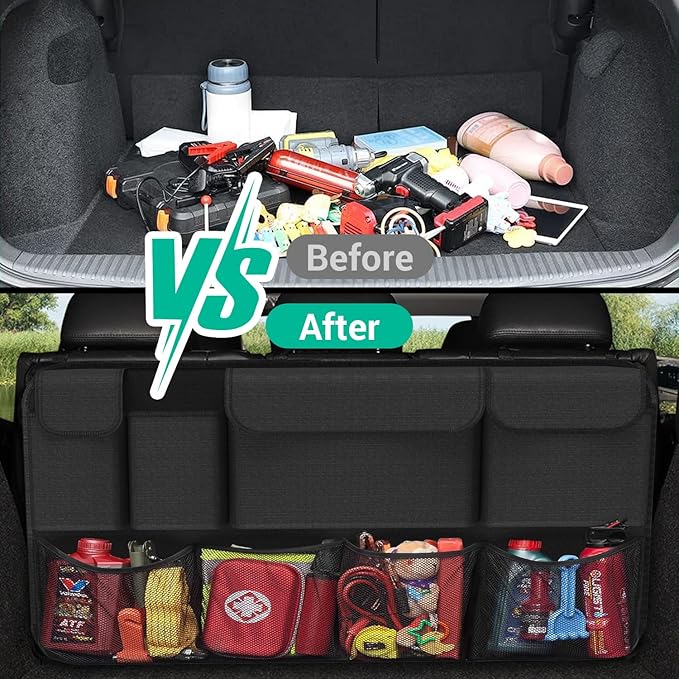 Car Trunk Organizer with 8 Pockets, Large Capacity Storage for SUV/MPV/Truck, Sturdy 36" 20"