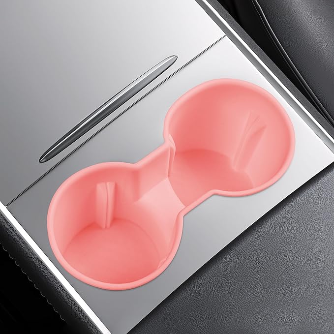 frani Center Console Cup Holder Designed for Tesla Model 3 2021-2023 Model Y 2021-2025,Tesla Interior Center Console Accessories Pink