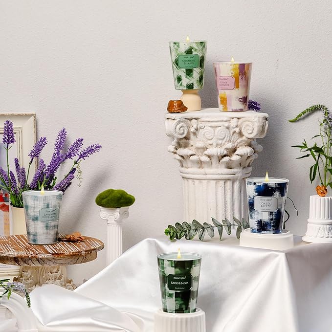 HomeLights Scented Candles for Women & Men, 6.7oz Candle Jars Aromatherapy Single Wick Candle, Ideal for Scandinavian Minimalist Design Home Decor and Gifts, Sage & Moss