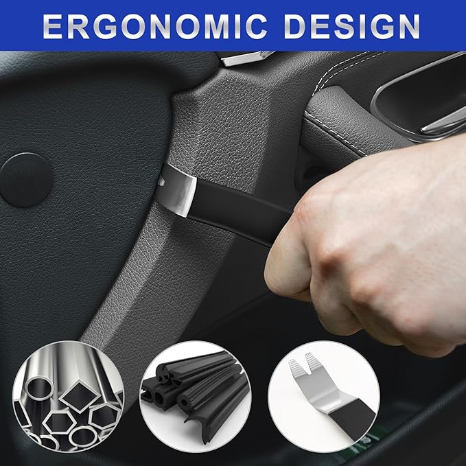 11 PCS AutoTrim Removal Tool Kit, Metal Pry Tool Auto Fastener Remover Pry Bar Set Trim Remover Kits for Vehicle Door Panel, Audio Radio Panel, Dashboard Repair Kit