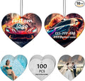 10/50/100Pcs Custom Logo Car Air Fresheners Bulk, Wholesale Personalized Double-Sided Car Air Fresheners with Photo/Text/Business Logo, Suitable for Truck and Car Drivers (100-Heart Shape)