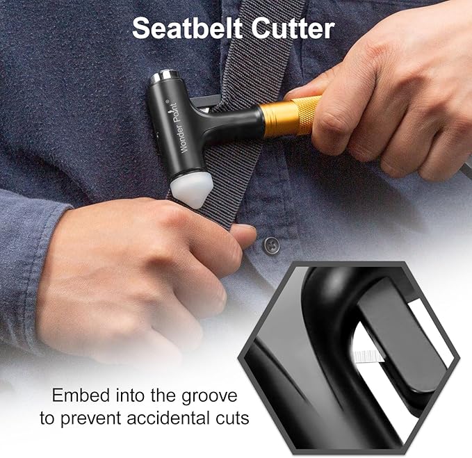 Premium Car Glass Breaker with Seat Belt Cutter - Automotive Safety Hammer - Emergecy Escape Tool, Car Autoaccessory Metal Window Hammer, Vehicle Hard Aluminium Alloy Head Design(Yellow)