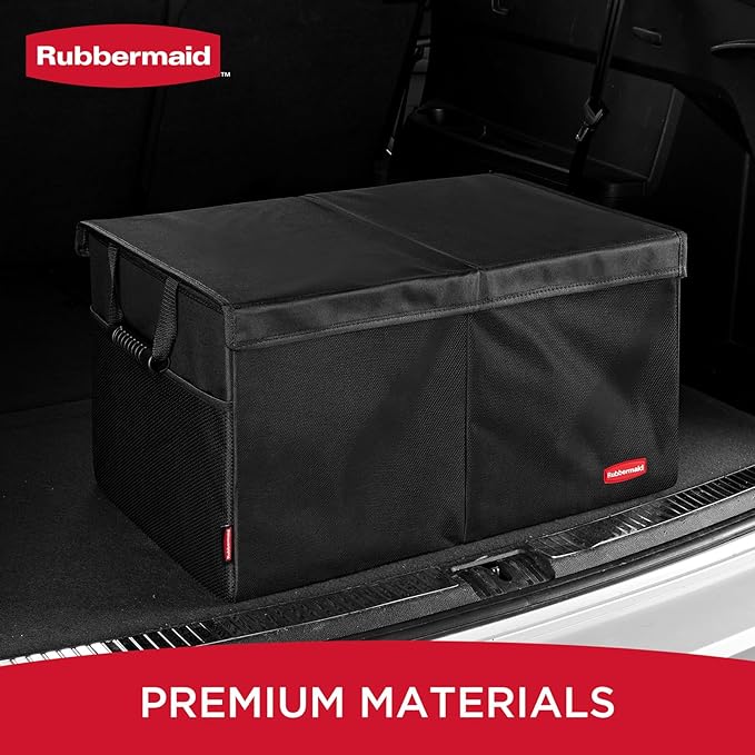 Rubbermaid Car Organizer, Collapsible Trunk Organizer, Multi-Compartment Car Storage Organization for Car Accessories, 2 Compartments With Cover, 21.65"*14.17"*12.2"