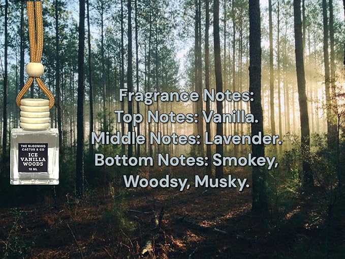 Car Air Hanging Fragrance Oil 2 Pack, Auto Freshener, Essential Oil Diffuser for Cars, Long Lasting Aroma Women Gift, Made in USA, Odors Eliminator, Interior Decor | ICED VANILLA WOODS - 8 ML