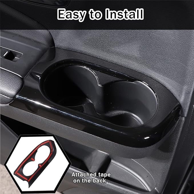 2PCS Car Rear Door Cup Holder Panel Frame Cover for Honda Pilot 2016-2022/ Passport 2019-2023, ABS Material Automotive 2nd Row Seat Cup Holder Cover Interior Accessories (Glossy Black)