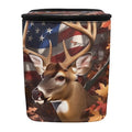 Camo Deer Car Trash Can American Flag Trash Bin with Zip Closure Hanging Vehicles Boat Camping Picnic Storage Organizer Bag Automotive Accessories