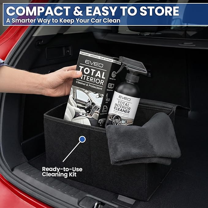 EVEO Total Car Interior Cleaner Kit - Interior Car Cleaner, Car Seat Cleaner & Car Cleaning Supplies - Car Screen Cleaner, Interior Car Cleaning kit for Leather, Vinyl, Glass & Plastic & More - 16oz