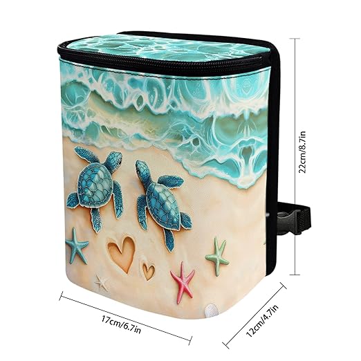 Sea Turtle Car Trash Can Organizers Garbage Bag Hanging Garbage Can Leakproof Car Trash Bin Multipurpose Bag Basket Seaside Style Automotive Accessories Decor Organizers Bag