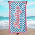 JML Personalized Beach Towel with Name, Custom Flower Beach Towel, Customized Microfiber Pool Towel, Quick Dry & Absorbent Swim Towel for Adult,Mother's Day, Birthday, Summer Holiday,Vacation