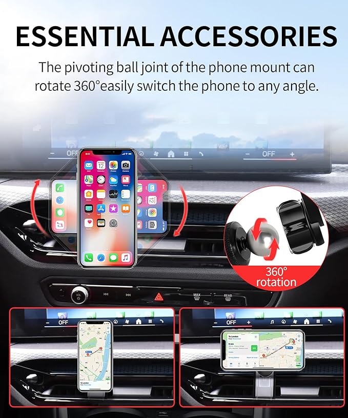 Car Phone Holder for 2025 BMW 4 Series 2025 BMW i4 Accessories, 360° Rotation Phone Mount Compatible with MagSafe, Cell Phone Holder Does Not Affect Air Vent