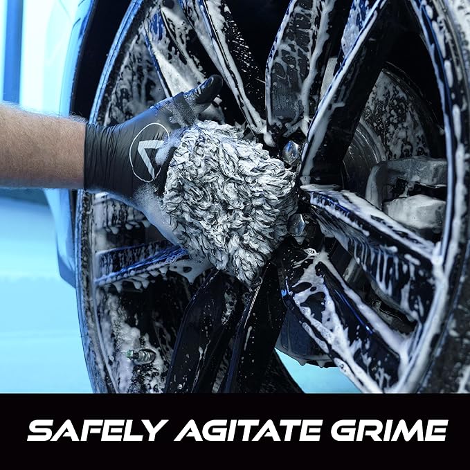 VIKING Wheel Cleaner Mitts for Car, Microfiber Wheel Cleaner for Car Detailing and Rims, Black and White, 5.5 Inch x 4.4 Inch, 2 Pack