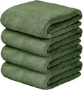 JML Pack of 4 Bath Towels, 30"x60", Large Microfiber Towel Set, Ultra Soft, Super Absorbent, Fast Drying, Perfect for Sauna, Shower, Pool, Sport, Travel, Fitness, SPA,Yoga, Coral Fleece-Olive-Green