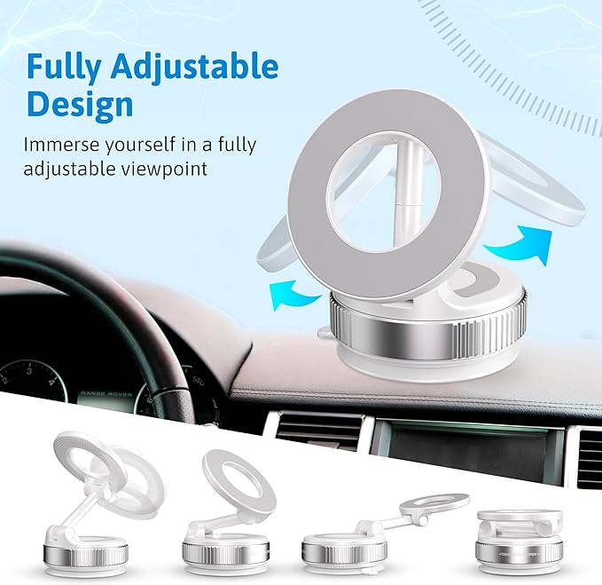for Magnetic Car Mount, Magnetic Phone Holders for Your Car, Car Phone Holder for Magsafe[24 * N55 Strong Magnets], Suction Cup Phone Mount Car/for iPhone 17 Pro Max(White)