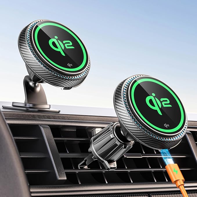 APPS2Car for Qi2 15W MagSafe Car Mount Charger, Qi2-Certified MagSafe Car Charger, Air Vent/Dashboard Magnetic Phone Holder Car for iPhone 16 Pro Max Plus 15 14 13, Black