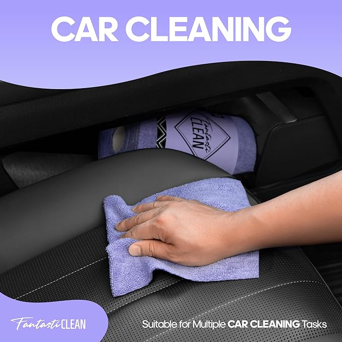 Fantasticlean Microfiber Cleaning Cloth Roll -60 Pack, Tear Away Paperless Towels, 8" x 8", Reusable Washable Rags, for House Kitchen, Pet, Office, Indoor Outdoor, Compact and Portable (Light-Purple)