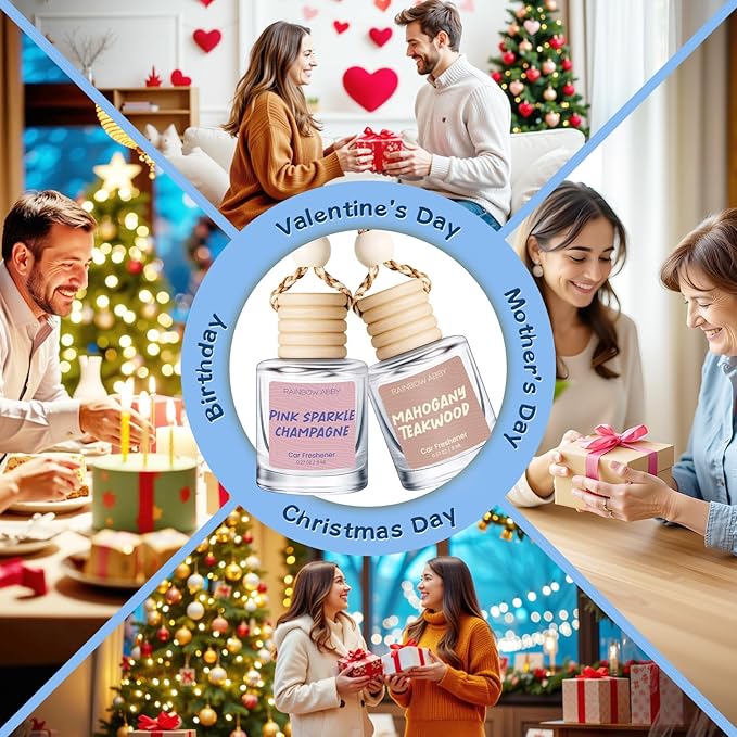 RAINBOW ABBY Car Air Freshener 6 Pack for Women - Cute Hanging Essential Oil Diffuser, Long-Lasting Fragrance Set, Unisex Vehicle Interior Scented Gift