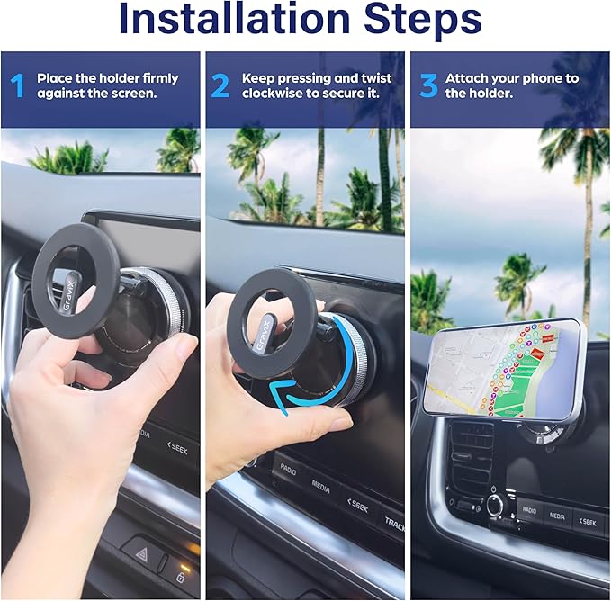 GraviX Car Phone Holder for MagSafe – Adjustable Car Phone Mount with Strong Suction & Powerful Magnet – Phone Holders for Your Car for iPhone 17 Pro Max 16 15 14 13 12 Air Plus – Car Accessories