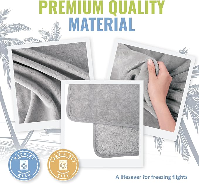 BOACAY Soft & Warm Travel Blanket for Airplane & Car - Long Flight Essential for Women, Men, Kids - Compact Pillow with Luggage Sleeve & Backpack Clip