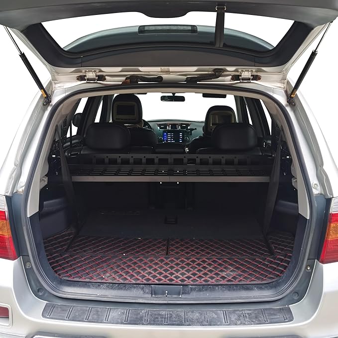 HIGH FLYING for Toyota Highlander 2008-2013 Car Accessories Modular Storage Molle Panel Shelf Luggage Carrier Trunk Organizer Aluminum Alloy A Set (Side Panel + Shelf)