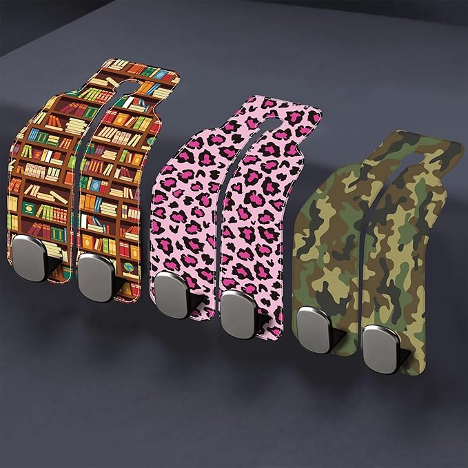 1 Pack Purse Hook for Car Red and White Spider Web Headrest Back Seat Hook Premium Leather Double Metal Hanger Storage Pack Bag Purse Holder Car Accessories