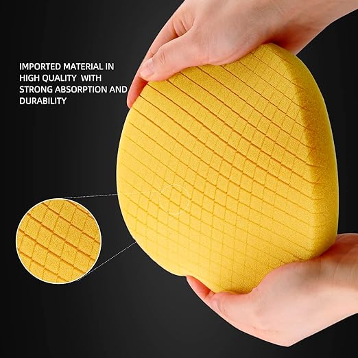 Yellow T80 High-Cut Foam Polishing Pads, SPTA 3Pcs 6.5 Inch Face for 6 Inch 150mm Backing Plate Compound Buffing Sponge Pads for Car Buffer Polisher Compounding, Polishing and Waxing -X00224Y6B3