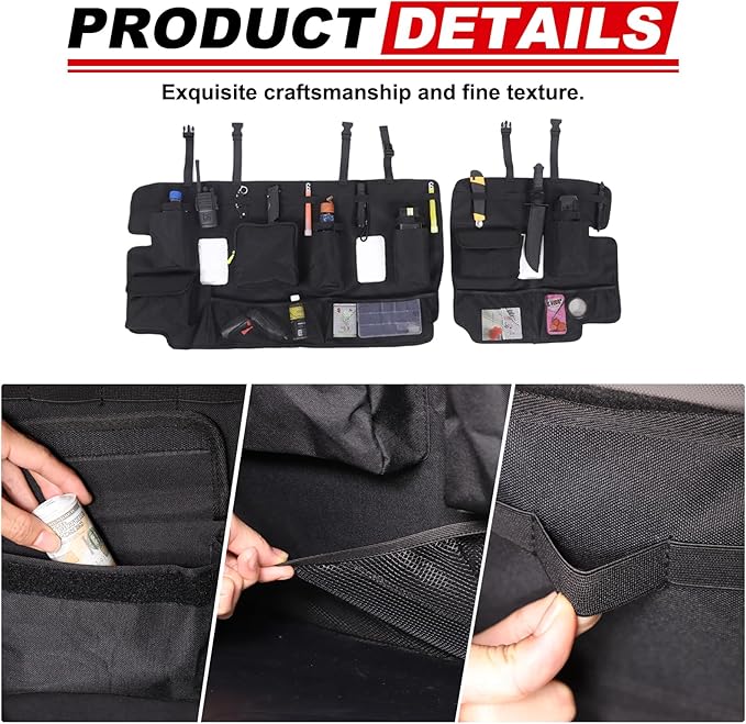 for Hummer EV Accessories Trunk Organizer Backseat Hanging Storage Multifunctional Large Foldable Cargo Seat Back Bag for Hummer EV SUV 2024 2025 2026 with 11 Pockets&Adjustable Straps