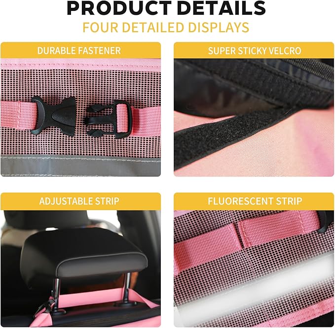 Backseat Hanging Trunk Organizer for SUVs, Cars, Trucks & MPVs | Multi-Pocket Storage with Anti-Slip Straps | Space-Saving Auto Accessory | Gift for Men & Women | Pink, 37.8" x 18.1" - K230