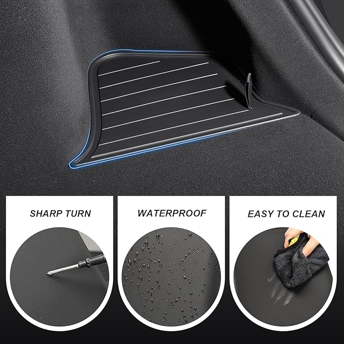 Trunk Storage Bin for Tesla Model Y Juniper Rear Trunk Organizer Corner Storage Trunk Side Storage Packets for Tesla Model Y 5 Seater 2 tpe buckets with lids (new model 2025 2026 y Juniper)