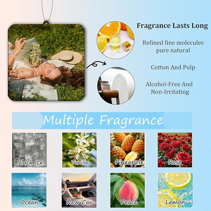 10-1000Pcs Custom LOGO Air Fresheners, Customized Bulk Car Air Freshener, Personalized Photo Company Text LOGO Air Fresheners Brand Wedding Gifts (Square)