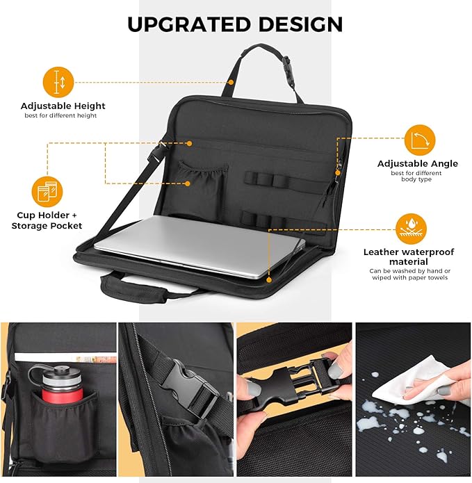 JOYTUTUS Steering Wheel Tray, Back Seat Headrest Tray for Eating Food and Drink, Work Table for Writing and Steering Wheel Laptop Desk, Car Organizer for Commuters, Travel, Family (16.54'' x 11.8'')