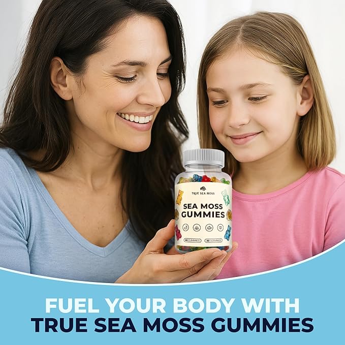 TrueSeaMoss Irish Sea Moss Gummies with Burdock Root & Bladderwrack – Formula for Adults & Kids – 60 Gummies