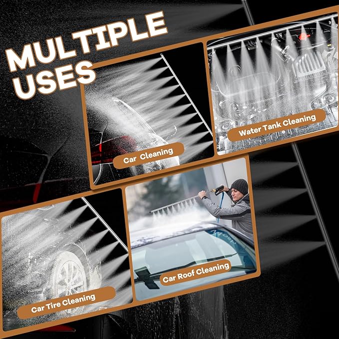 24" Compact Radiator Cleaning Wand - Dual Water/Air Flusher for Cars/Trucks/RVs, Max 4500 PSI Stainless Steel Nozzle w/Quick-Connect, Effortlessly Cleans Household Vehicle Radiators