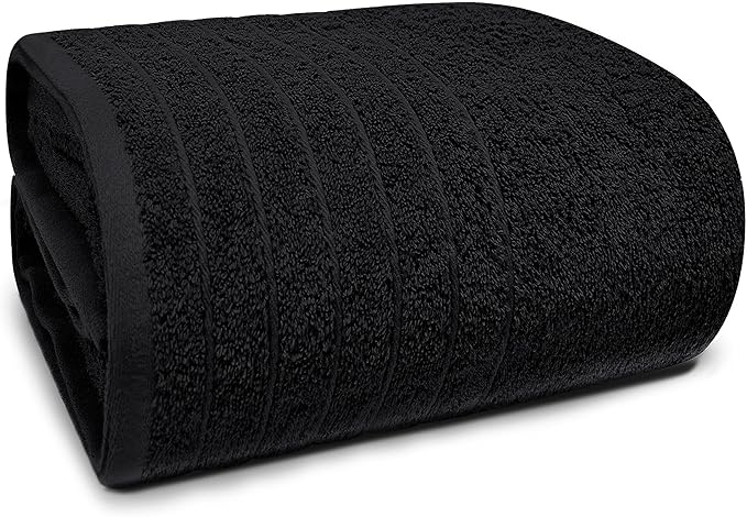 Tens Towels Pack of 1 Jumbo Bath Sheet 40 x 80 Inches, Extra Large & Light Weight, Quicker to Dry, 100% Cotton, Super Soft & Absorbent, Perfect to Wrap Yourself in, Black