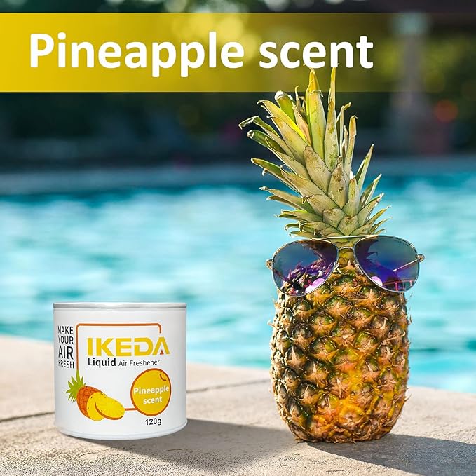Car Air Freshener: Pineapple Scent Liquid Cans | Odor Elimination | Interior Deodorizer | 45days Long-Lasting Fragrance | Smoke Smell Remover | For Auto Home | 120g | 1 pack