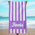 JML Personalized Beach Towel with Name, Custom Cabana Stripe Beach Towel, Customized Microfiber Pool Towel, Quick Dry & Absorbent Swim Towel for Adult,Mother's Day, Birthday, Summer Holiday,Vacation