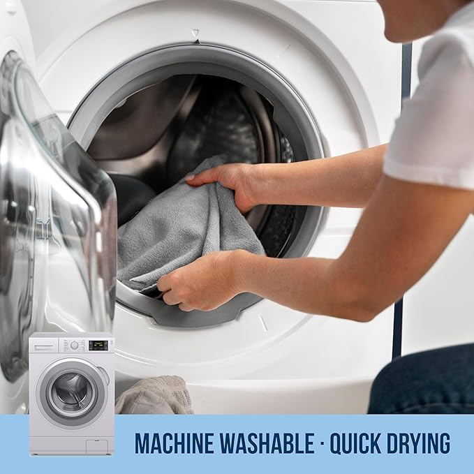 GREEN LIFESTYLE Chamois Cloth Microfiber Cleaning Cloth 12 Pack, Borderless Towels Cleaning, Car Microfiber Towel, Drying Car Wash Towels (11.5" x 11.5", Grey)