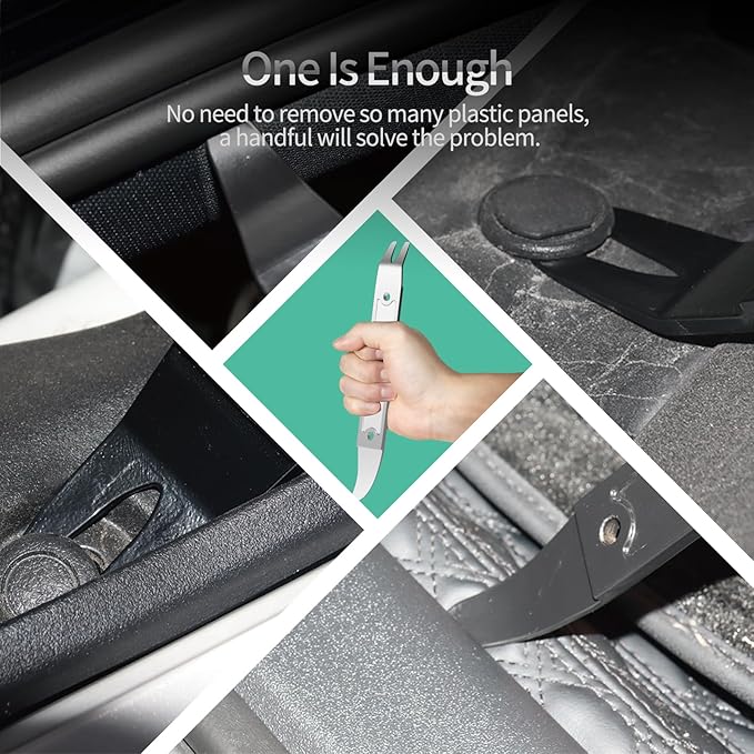 4140 Steel Durable Pay Bar,Multi-Function Trim Removal Tool for Compact Panel,Auto Trim Interior,Sheet Metal,Fasteners,Also for Bumper Retainer Clips-1PCS Silvery