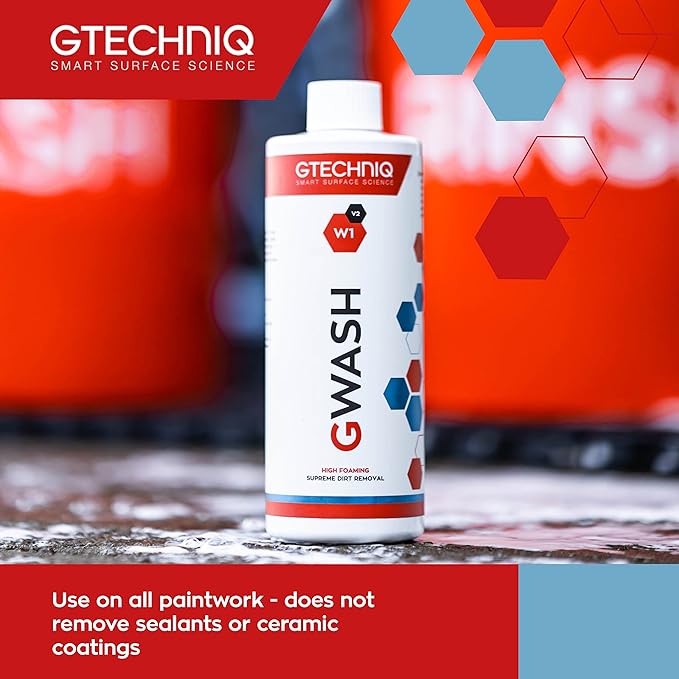 Gtechniq - W1 GWash - High Foam, Breaks Bond Between Dirt Film & Paint; Lubricates for Minimal Surface Abrasion; Max Gloss Retention (250 milliliters)