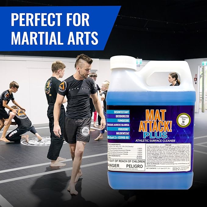 Dollamur Mat Attack! PLUS® Gym & Yoga Mat Cleaner, Hygienic Cleaner for Rubber Flooring, Wrestling Mats, and Fitness Floors-Quart