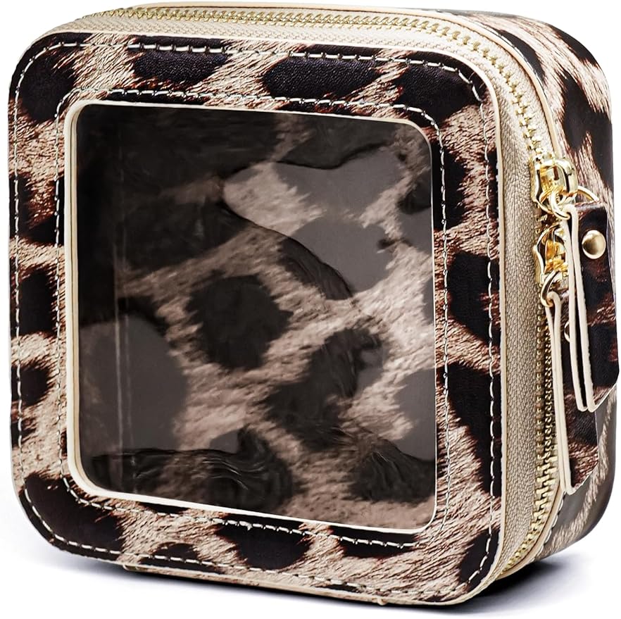 Popvibe Clear Makeup Bag Travel Cosmetic Case Transparent Toiletry Bag with Zipper, Portable Make Up Organizer Traveling Compact Car Bag for Essentials