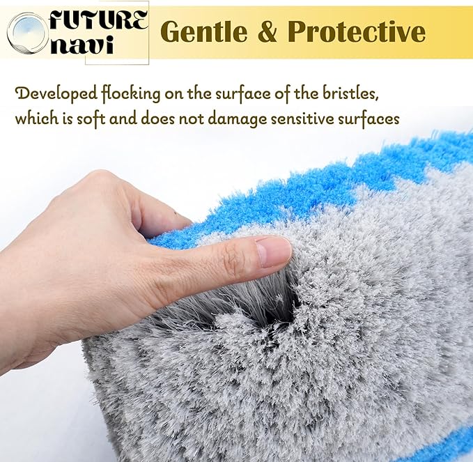 10" Car Wash Brush 5-Sided Head with Soft Detailing Bristle for Cleaning Exterior, Wash Equipment for Truck, SUV, RV, Camper, Deck Boat, Van, Home Washing, Two-in-one Colors: Blue and Gray.